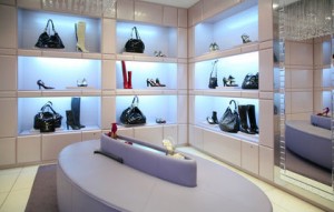 Shoes and bags in store
